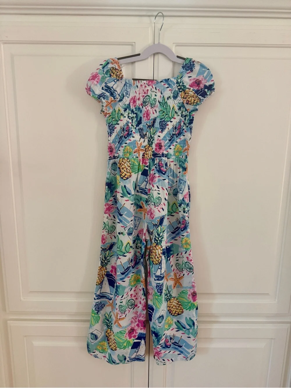 Gymboree Girls Bon Voyage Tropical Smocked Jumpsuit, Size 8